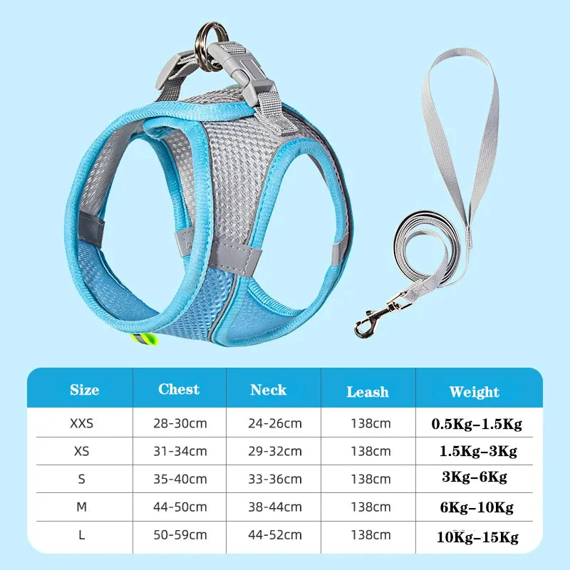 Dog Harness Leash Set for Small Dogs Adjustable Puppy Cat Harness Vest French Bulldog Chihuahua Pug Outdoor Walking Lead Leash