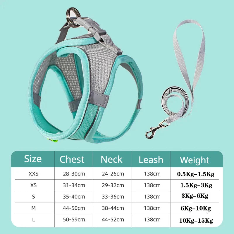 Dog Harness Leash Set for Small Dogs Adjustable Puppy Cat Harness Vest French Bulldog Chihuahua Pug Outdoor Walking Lead Leash