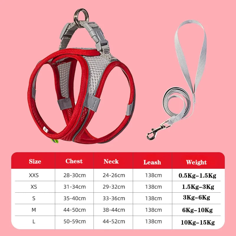 Dog Harness Leash Set for Small Dogs Adjustable Puppy Cat Harness Vest French Bulldog Chihuahua Pug Outdoor Walking Lead Leash