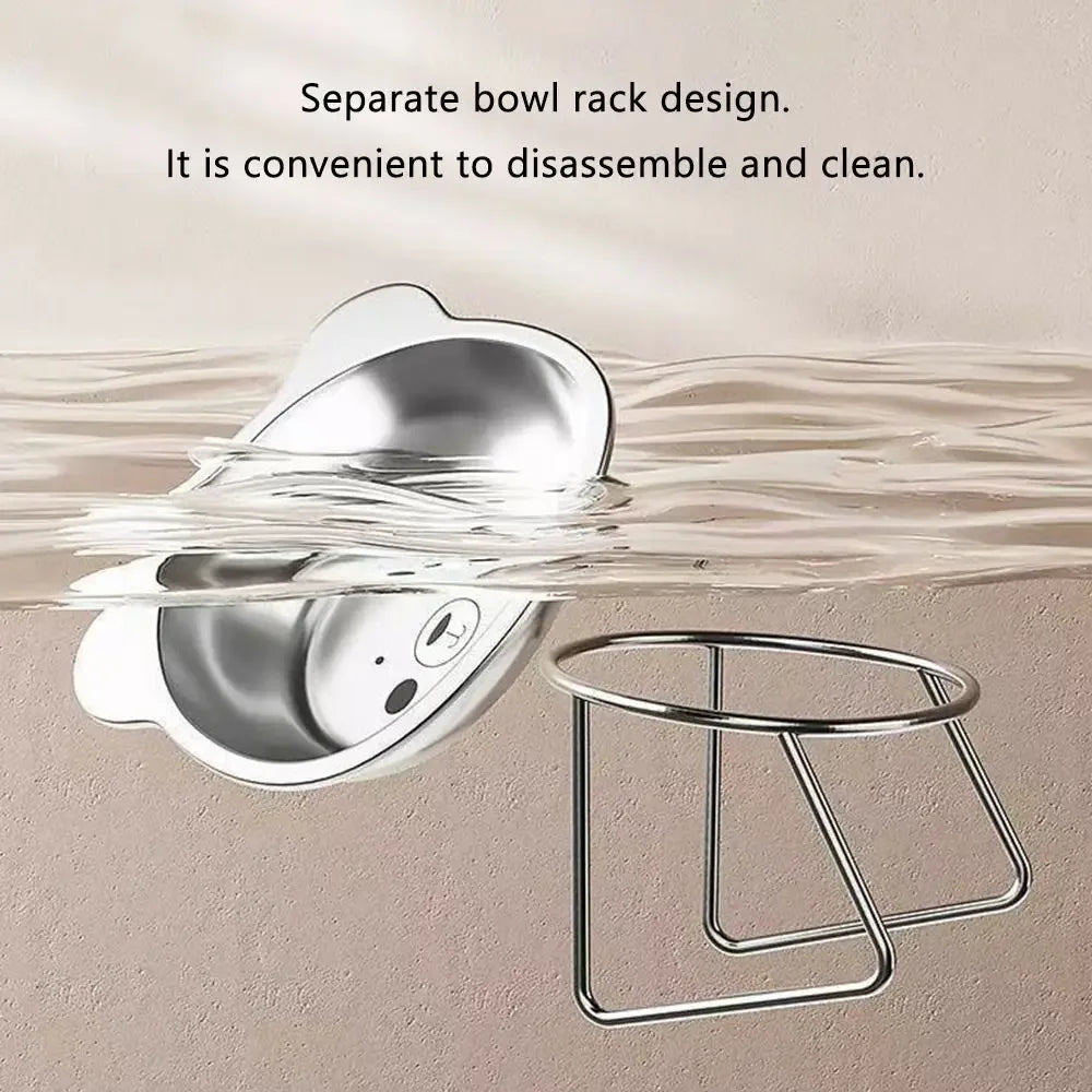 Raised Cat Bowls Tilted Neck Guard Cat Food Bowl 304 Stainless Steel Shatter-resistant Elevated 15° Pet Supplies for Puppy Cat