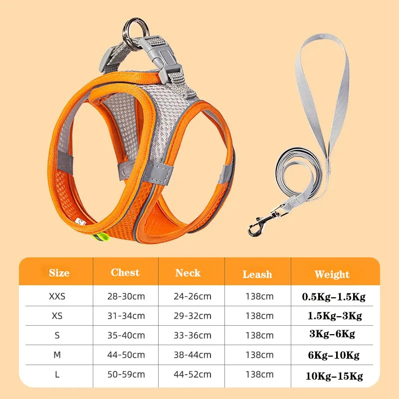 Dog Harness Leash Set for Small Dogs Adjustable Puppy Cat Harness Vest French Bulldog Chihuahua Pug Outdoor Walking Lead Leash