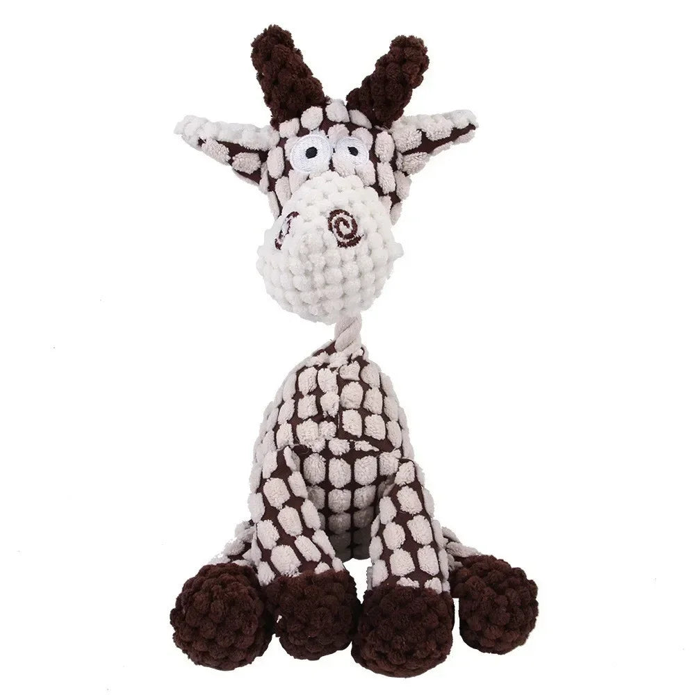 Plush Dog Toy Animals Shape Bite Resistant Squeaky Toys Corduroy Dog Toys for Small Large Dogs Puppy Pets Training Accessories
