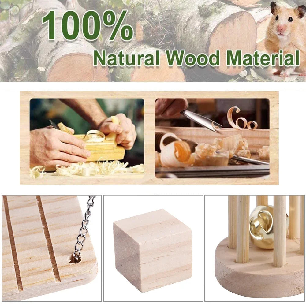 Pet Rabbit Guinea Pig Parrot Play Molar Wooden Supplies Combination Hamsters Rabbit Rat Toys Hamster Toys Set