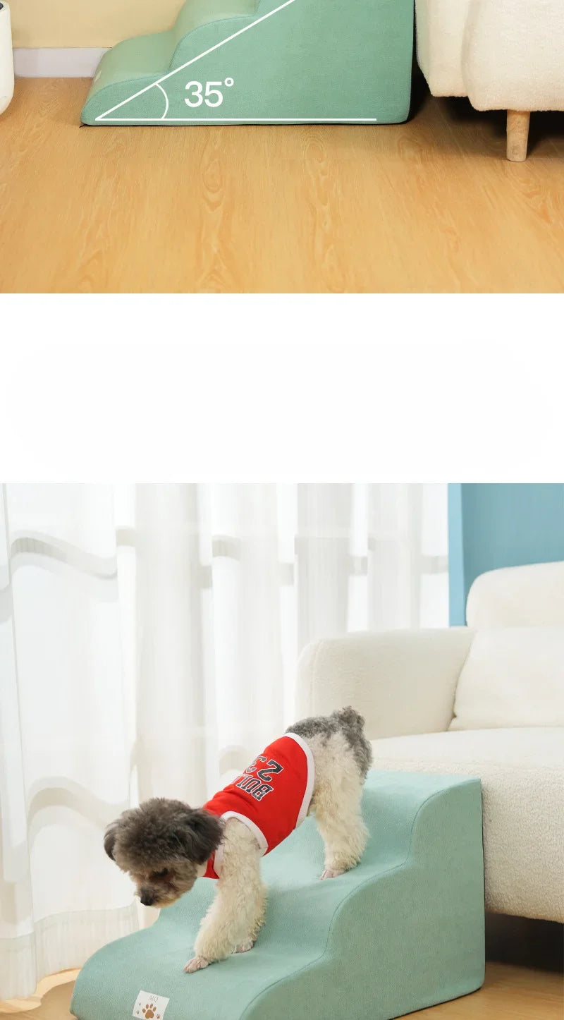 2024 Pet Ramp Dog Anti Slip Staircase Memory Sponge Detachable and Washable 3 Layer Dog and Cat Training Staircase Pet Supplies