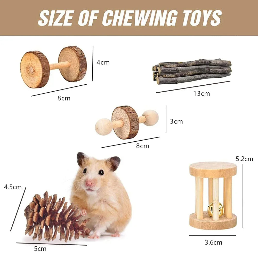 Pet Rabbit Guinea Pig Parrot Play Molar Wooden Supplies Combination Hamsters Rabbit Rat Toys Hamster Toys Set