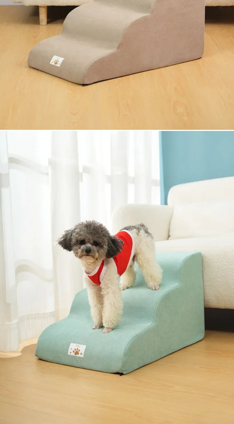 2024 Pet Ramp Dog Anti Slip Staircase Memory Sponge Detachable and Washable 3 Layer Dog and Cat Training Staircase Pet Supplies