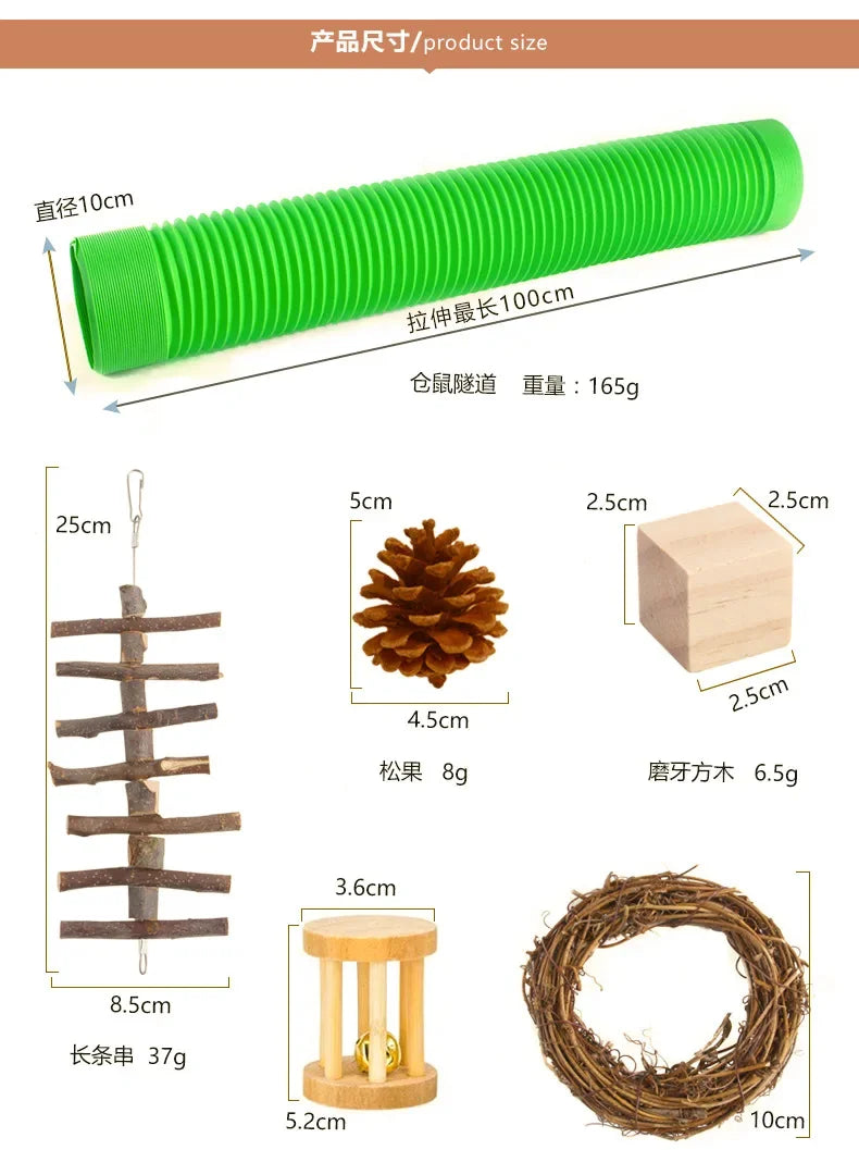 Pet Rabbit Guinea Pig Parrot Play Molar Wooden Supplies Combination Hamsters Rabbit Rat Toys Hamster Toys Set