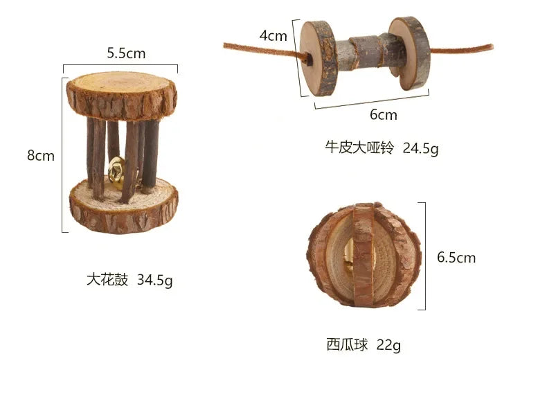 Pet Rabbit Guinea Pig Parrot Play Molar Wooden Supplies Combination Hamsters Rabbit Rat Toys Hamster Toys Set